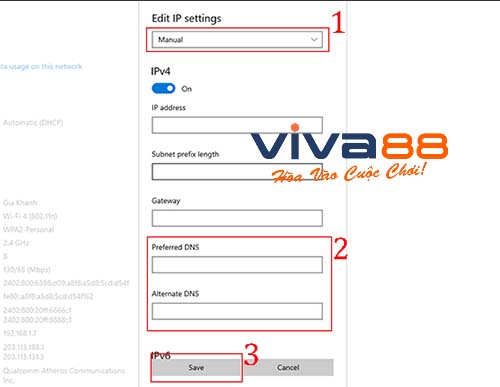 Đổi DNS trên máy tín khi link viva88 bị chặn